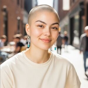 Silver chain dangly earrings with blue stone